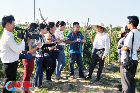 PV các cơ quan báo chí tác nghiệp tại Dự án Rau - củ - quả Thạch Văn (Thạch Hà)