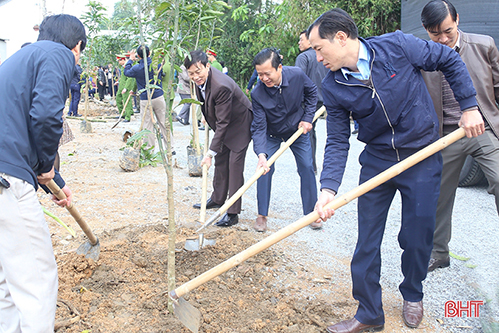 Bí thư Tỉnh ủy Hà Tĩnh Lê Đình Sơn tham gia trồng cây đầu xuân Canh Tý